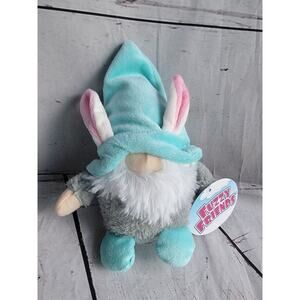 Bunny Ears Fuzzy Friends Blue Gnome 7" Plush Teal Hat Easter Bunny Gnome New